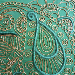 Paisley Seas - Green Cotton Linen Throw Pillow Cover