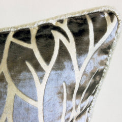 Paloma Gray Leaves - Paloma Gray Burnout Velvet Throw Pillow Cover