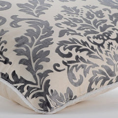 Paloma Grey Damask - Paloma Gray Burnout Velvet Throw Pillow Cover
