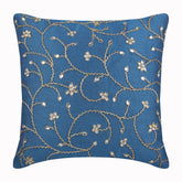 Peacock Blue Ivy Silk Decorative Euro Sham