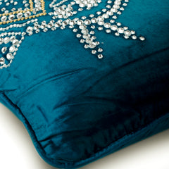 Peacock Deco - Blue Velvet Decorative Euro Sham