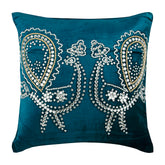 Peacock Deco - Blue Velvet Decorative Euro Sham