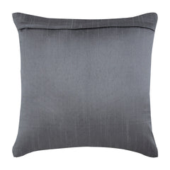 Peacock Feather - Silver Art Silk Throw Pillow Cover