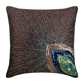 Peacock Sparkle Brown Throw Pillow Cover