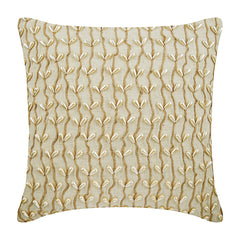 Pearl Drops Ivy - Natural Beige Cotton Linen Decorative Euro Sham