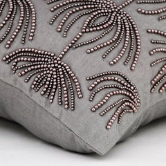 Pearl Harvest - Gray Cotton Linen Throw Pillow Cover