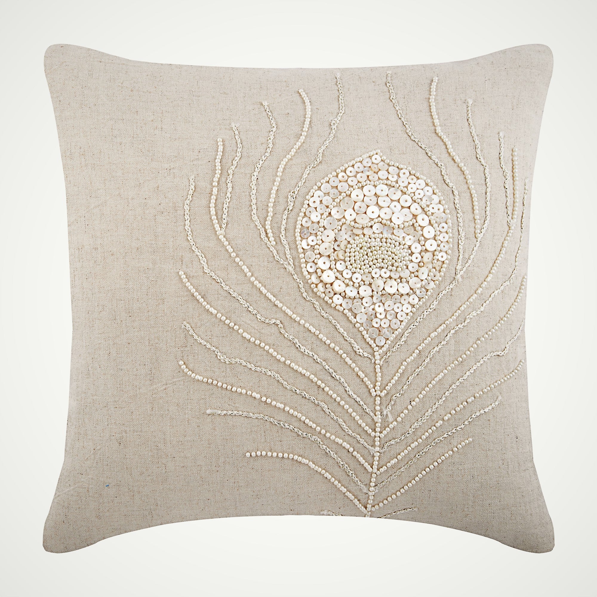 Pearly Peacock Feather Pillow Cover