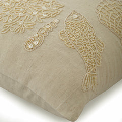 Pearly Sea Bed - Natural Beige Linen Throw Pillow Cover