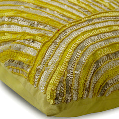 Pearly Yellow - Yellow Art Silk Throw Pillow Cover