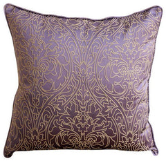 Purple & Gold Damask Pillow Cover