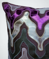 Purple Lava - Purple Faux Leather Throw Pillow Cover