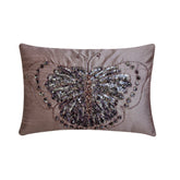 Purple Glitter Wings - Art Silk Purple Decorative Lumbar Pillow Cover