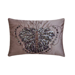 Purple Glitter Wings - Art Silk Purple Decorative Lumbar Pillow Cover