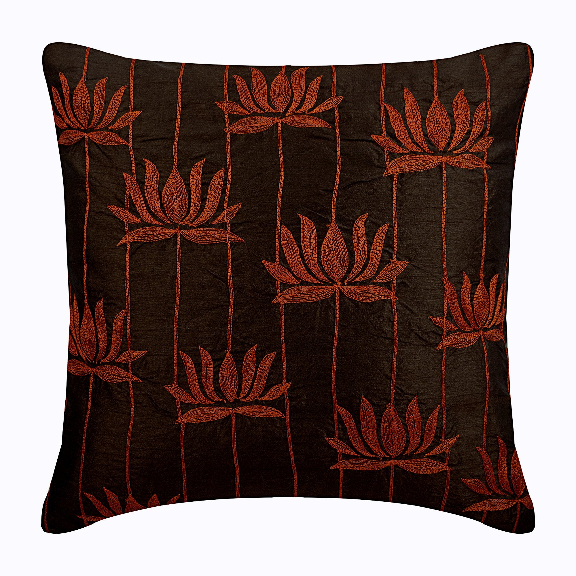 Red Lotuses Brown Decorative Euro Sham