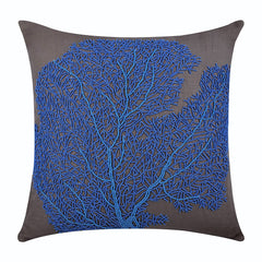 Royal Blue Sea Weeds - Blue Cotton Linen Decorative Euro Sham