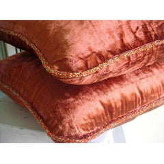 Rust Shimmer - Rust Velvet Decorative Euro Sham