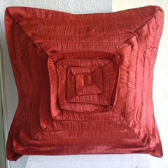 Rusty Frills - Rust Crushed Art Silk Throw Pillow Cover