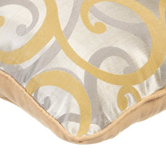 Scrolling All The Way - Mustard Yellow Jacquard Silk Throw Pillow Cover