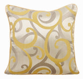 Scrolling All The Way - Mustard Yellow Jacquard Silk Decorative Euro Sham