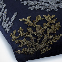 Sea Weeds Swim - Navy Blue Cotton Linen Decorative Euro Sham
