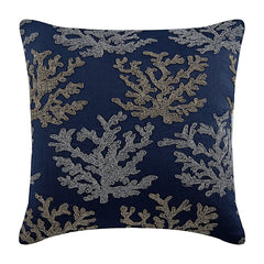 Sea Weeds Swim - Navy Blue Cotton Linen Decorative Euro Sham