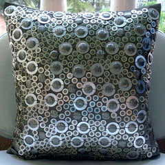 Shiny Disco Balls - Silver Art Silk Throw Pillow Cover