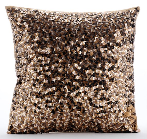 Shocker Gold Sequins Throw Pillow Cover