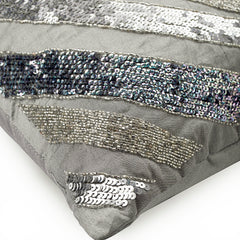 Silver Bands Sequins Throw Pillow Cover