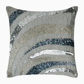Silver Bands Gray Silk Throw Pillow Cover