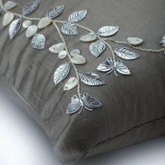 Silver Beauty - Silver Art Silk Throw Pillow Cover