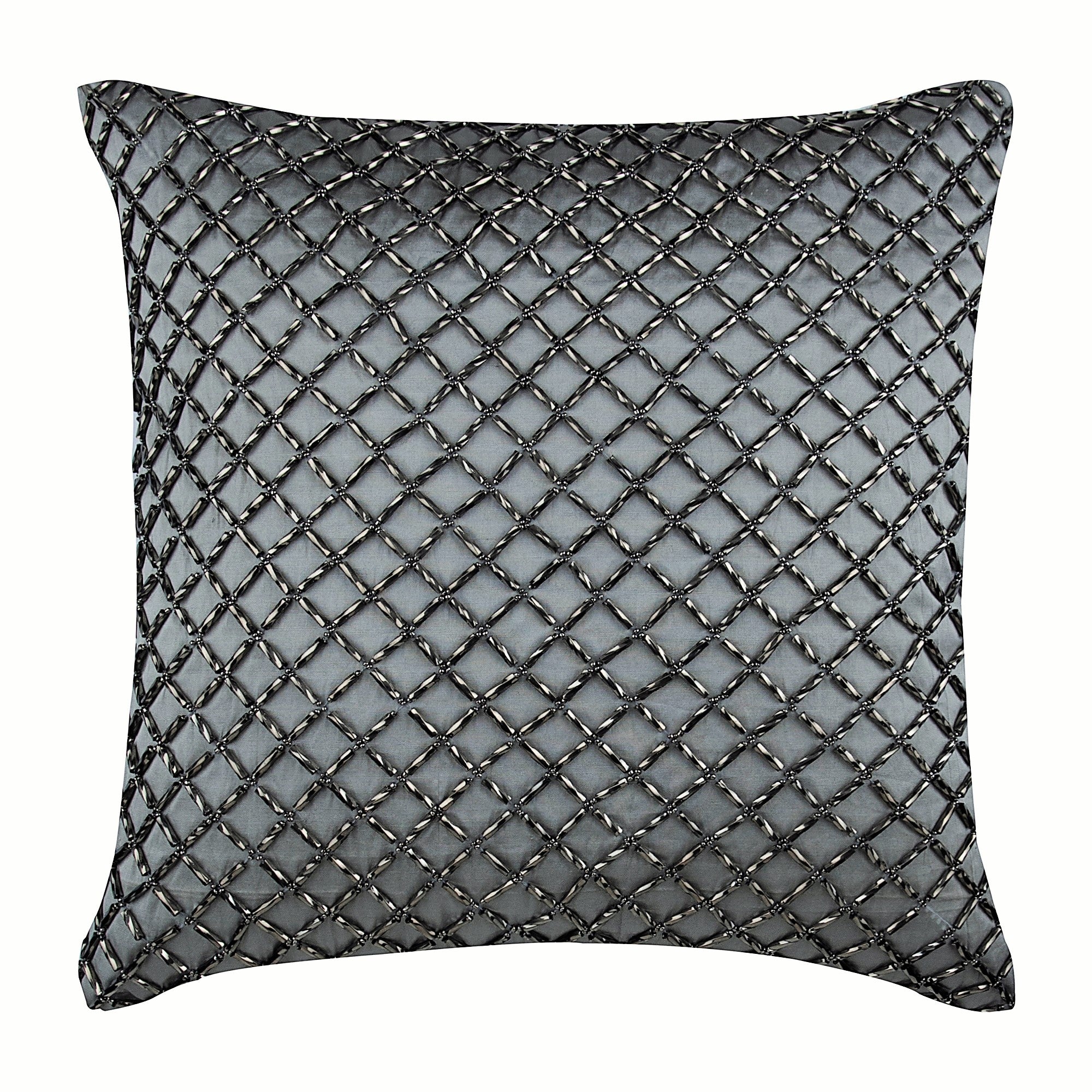 Silver Checkered Pillow Cover