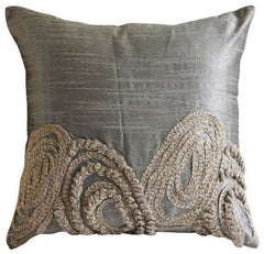 Silver Jute Pillow Cover