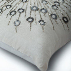 Silver Moons - Ivory Art Silk Decorative Euro Sham