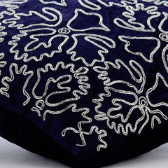 Silver Periwinkle - Navy Blue Velvet Throw Pillow Cover