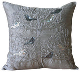 Silver Pigeons Bird Throw Pillow Cover