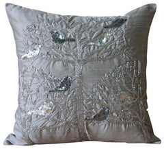 Silver Pigeons Bird Throw Pillow Cover