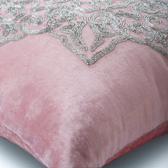 Silver Plated - Pink Velvet Throw Pillow Cover