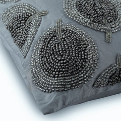 Silver Round Leaves - Silver Art Silk Throw Pillow Cover