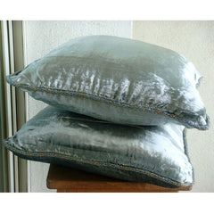 Silver Shimmer - Silver Velvet Throw Pillow Cover