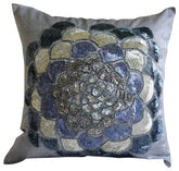 Silver Wildflower - Silver Art Silk Decorative Euro Sham
