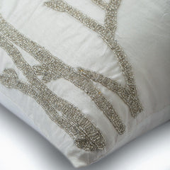 Silver Willow - White Art Silk Decorative Euro Sham