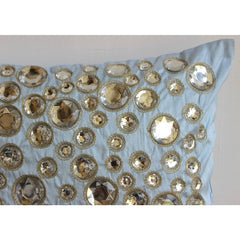 Sky Blue Diamonds - Light Blue Art Silk Throw Pillow Cover
