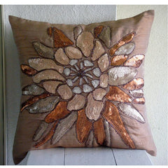 Spark Attraction - Peach Art Silk Throw Pillow Cover