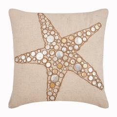 Starfish Coated Pearl - Natural Beige Cotton Linen Decorative Euro Sham