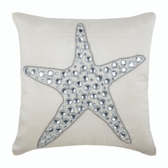 Starfish Crystals - Ivory Cotton Linen Decorative Euro Sham