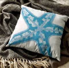 Starfish Island - White Linen Throw Pillow Cover