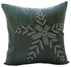 Starfish Sparkle - Two Tone Orange Purple Art Silk Throw Pillow Cover