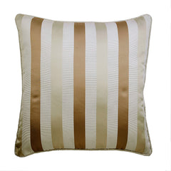 Striped With Beige - Beige Jacquard Silk Decorative Euro Sham