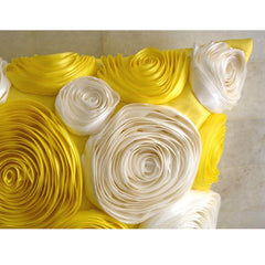 Sunny Yellow Blooms - Yellow Art Silk Decorative Euro Sham