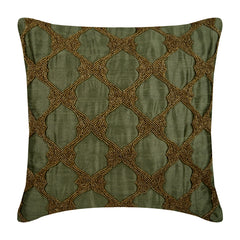 Tarnished Gold Beaded Throw Pillow Cover